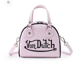 VON DUTCH PINK & BLACK TWO-TONE BOWLING BAG